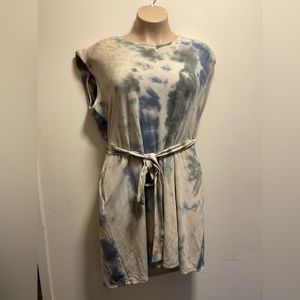Blue Tie Dye Dress with Pockets